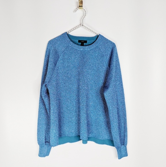 J. Crew Sweaters - J.Crew blue Sparkle side slit crew neck sweater
